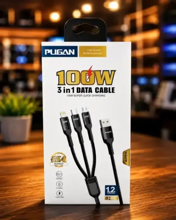 1.2 Meter 3 in 1 DATA CABLE 100W PUGAN