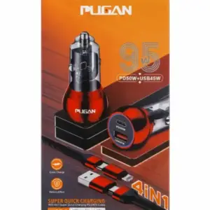 4 in 1 Pugan Car Charger 95W – High Power, Multi-Port Solution