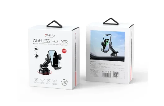 C197 15W Fast Charging Wireless Car Charger | 360 Rotating Suction Cup Air Vent | Phone Holder