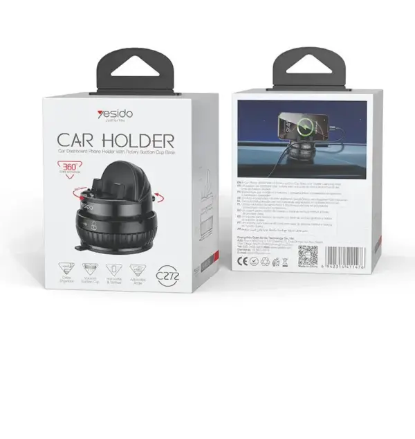 C272 360 Rotation One-touch Locking Nano Vacuum-level Suction Cup Dashboard Phone Holder