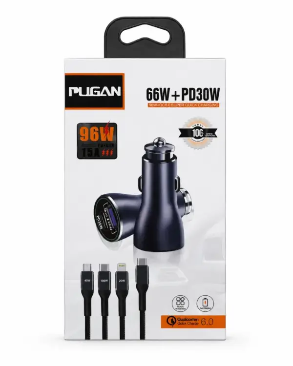 Pugan 3in1 Car Fast Charger 96W 15A