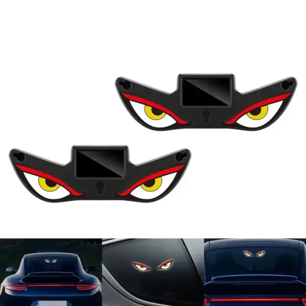 Solar Devil Eyes LED Car Window Light with Motion Sensor & USB-C Charging ( 1 pcs )