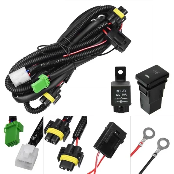12V Universal Car LED Fog Light On/Off Switch Wiring Harness Relay Kit Fog Light Switch Wiring Kit LED Switch Wiring Relay