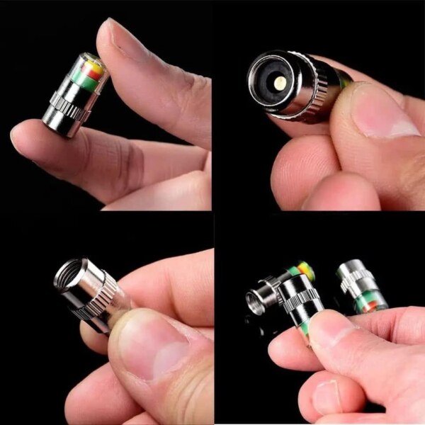 4pcs Tire Pressure Monitor Valve Stem Caps, Universal 32PSI Car Tire Pressure Monitor Valve Stem Caps Sensor Indicator, 3 Colors Alarm Tire Indicator