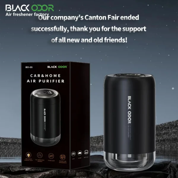 BLACK ODOR-05 Scented Luxury Car Air Freshener & Aromatherapy Diffuser with Ambient Light Top Starting Feature for Cars