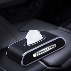 Car Tissue Box with Clock and Number Card - Multi-Functional Tissue Box for your Car