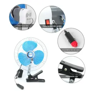 12V 8 Inch Portable Vehicle Auto Car Fan Oscillating Car Auto Cooling Fan / 12V DC Fan / 12V Clip-On Car Fan Portable Mini Vehicle Dashboard 8 Inch