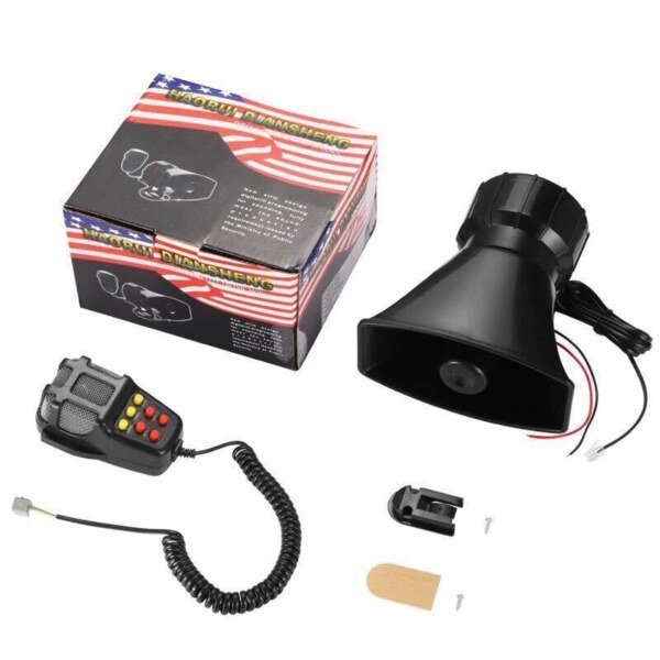 Car Siren Horn 7 Tone Vehicle Siren Speaker with Mic