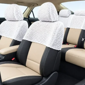 Car Half Seat Cover 4 Pieces Set Multiple Car Model– Black & Beige