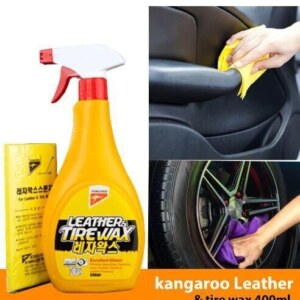 Kangaroo Leather & Tire Wax, Dashboard, plastic, Leather, Rubber and inside door cleaner-shiner 500ml