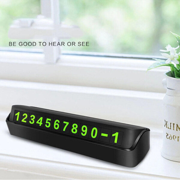 Luxury Hidden Promotion Gift Night Luminous Car Temporary Parking Phone Number Sign Black