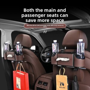 Car Back Seat Tissue Box Holder – 3-in-1 Multi-Functional Organizer for Tissue box, Drink Holder, And Hook