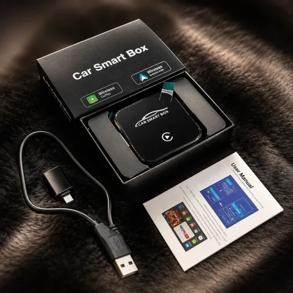 Premium Car Smart Ai Box – Wireless CarPlay & Android Auto AI Multimedia Box for Factory Car Screens