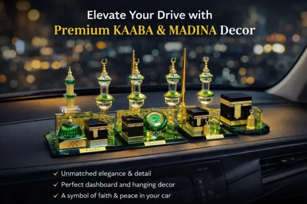 Premium Kaaba Crystal Showpiece for Car Dashboard & Home Decor