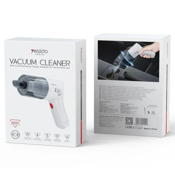 Yesido VC10 Strong Suction Vacuum Cleaner – Perfect for Car, Home & Office Dust Removal