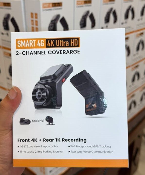4G 4K Ultra HD Car Dash Cam – 2 Channel Front & Rear Camera with GPS, WiFi, Live View & 24H Parking Monitor
