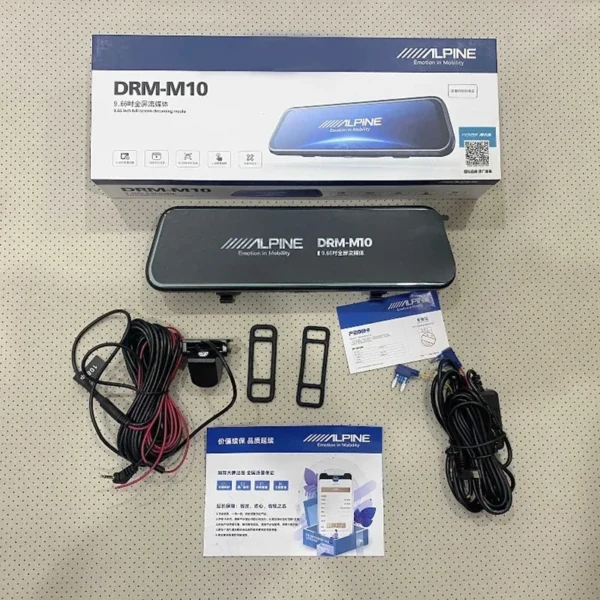 Alpine DRM-M10 9.66-Inch Full Screen Streaming Rearview Mirror Dash Cam
