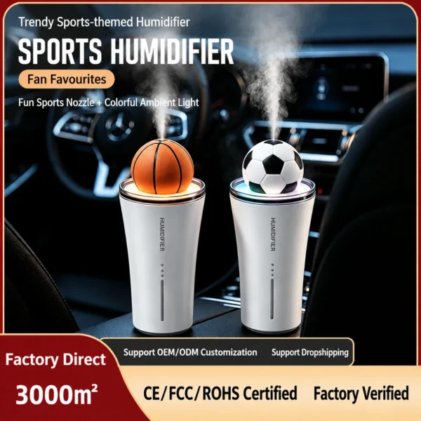 Soccer Ball Portable Mini Car Humidifier & Aroma Diffuser – with LED Night Light