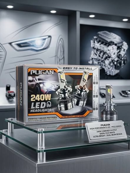 PUGAN 240W LED Headlight Bulbs 6000K Super Bright Car Headlights, 20000LM, IP68 Waterproof, Plug & Play