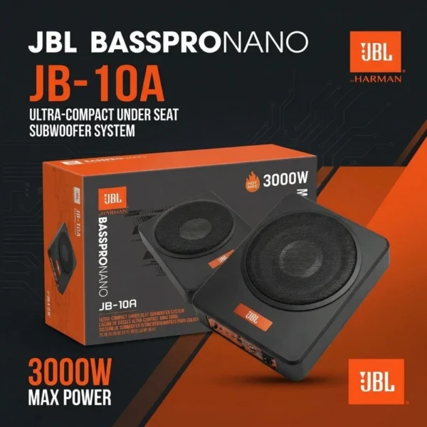 JBL BassPro Nano JB-10A Compact Car Subwoofer – Powerful Bass Enhancement for Car Audio Systems