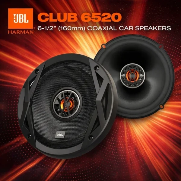 JBL Club 6520 6.5" Coaxial Car Speakers – 150W Peak, 50W RMS, Premium JBL Sound