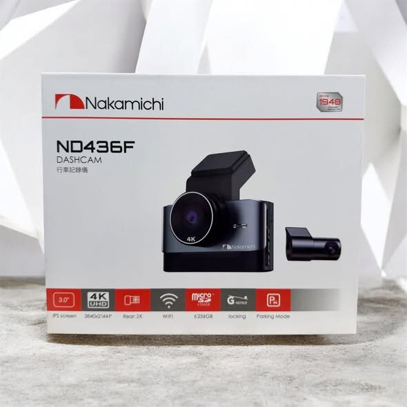 Nakamichi ND436F 4K UHD Dash Cam – WiFi, G-Sensor, Parking Mode, 3” IPS Screen, 256GB Support