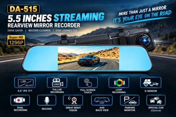 Vehicle Blackbox HD DVR DA-515 5.5-Inch Streaming Rearview Mirror Dash Cam